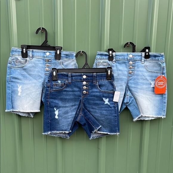 Girls Midi Distressed Denim Shorts 3-Pack Size M - Picture 1 of 11